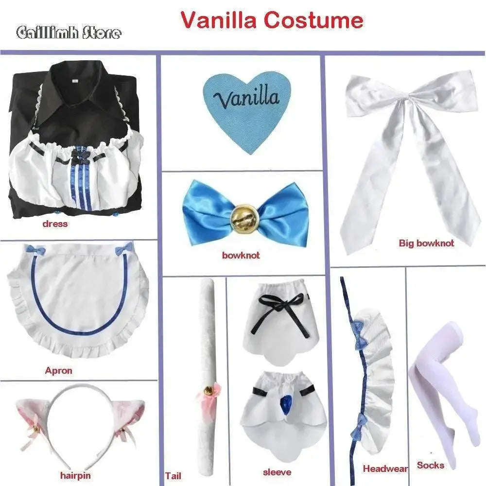 Vanilla Cosplay Costume In Stock Maid Dress Maid Outfit NEKOPARA Chocola Vanilla OVA Maid Game Uniform Cat Neko Girl Women - SS69