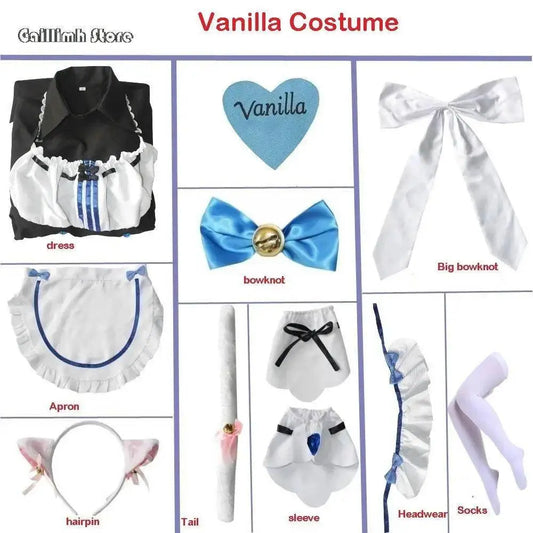Vanilla Cosplay Costume In Stock Maid Dress Maid Outfit NEKOPARA Chocola Vanilla OVA Maid Game Uniform Cat Neko Girl Women - SS69