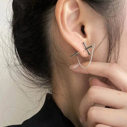 Vintage Dark Gothic Kinitial Sword Earrings For Women Men Dagger Piercing Earring Ear Jacket Punk Goth Halloween Jewelry Gift - SS69