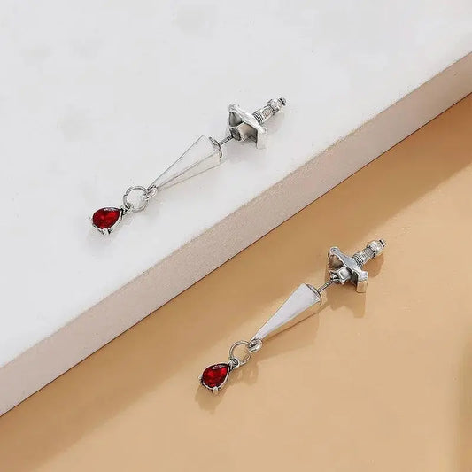 Vintage Dark Gothic Kinitial Sword Earrings For Women Men Dagger Piercing Earring Ear Jacket Punk Goth Halloween Jewelry Gift - SS69