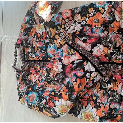 Vintage Floral Flower Printed Cotton Coat Women Fleece Thick Warm Long Sleeve Quilted Jacket Autumn Winter Women's Clothing SS69