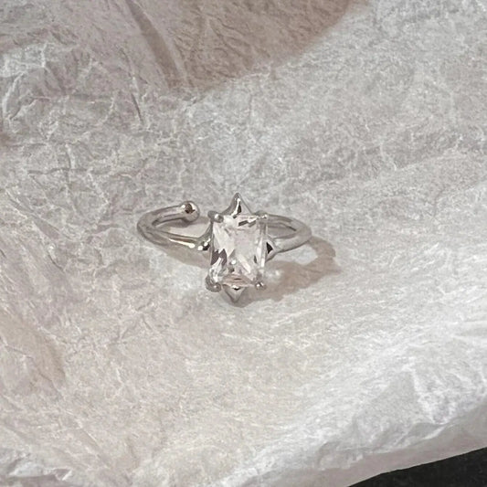 Vintage Irregular Cross Star Open Ring for Women Men Punk Gothic Sliver Color Adjustable Couple Rings Y2K Egirl Jewelry Gift - SS69