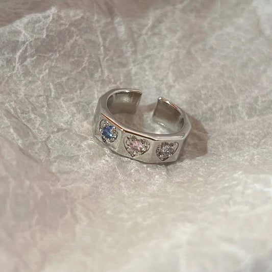 Vintage Irregular Cross Star Open Ring for Women Men Punk Gothic Sliver Color Adjustable Couple Rings Y2K Egirl Jewelry Gift SS69