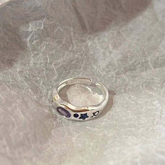 Vintage Irregular Cross Star Open Ring for Women Men Punk Gothic Sliver Color Adjustable Couple Rings Y2K Egirl Jewelry Gift SS69 8.69 14