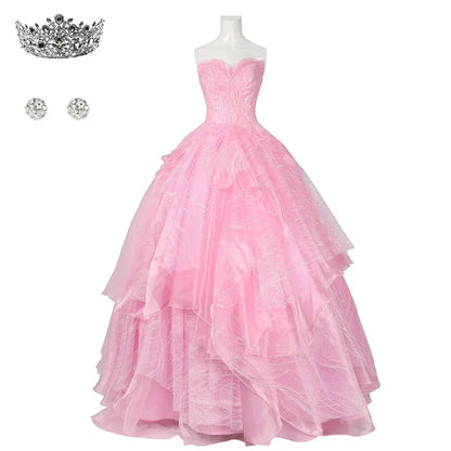 Wicked Glinda Cosplay Costume Disguise Women Pink Dress Halloween Carnival Party Outfits SS69