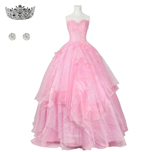 Wicked Glinda Cosplay Costume Disguise Women Pink Dress Halloween Carnival Party Outfits SS69