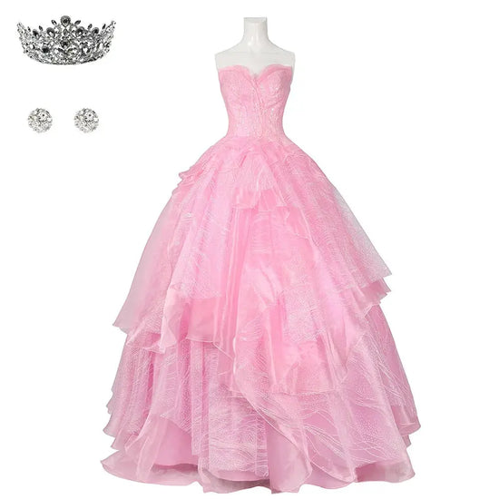 Wicked Glinda Cosplay Costume Disguise Women Pink Dress Halloween Carnival Party Outfits SS69