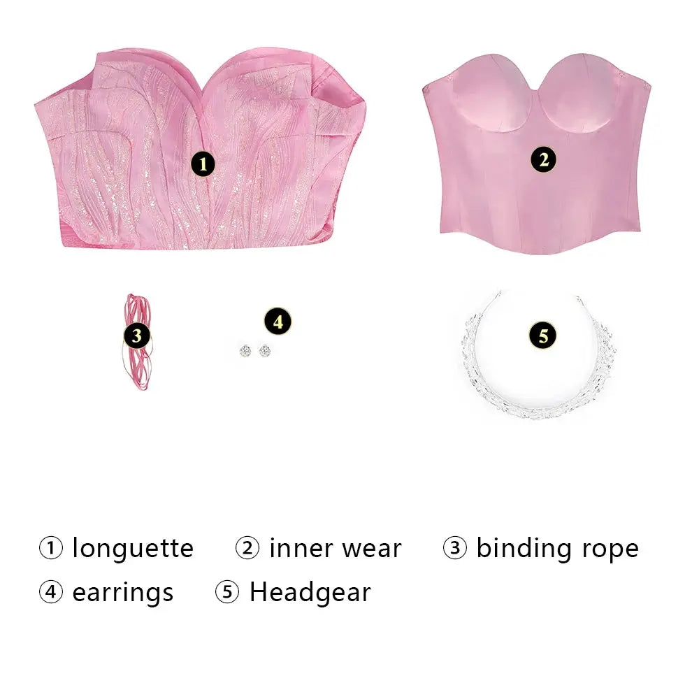 Wicked Glinda Cosplay Costume Disguise Women Pink Dress Halloween Carnival Party Outfits SS69 382.69 Pink / L