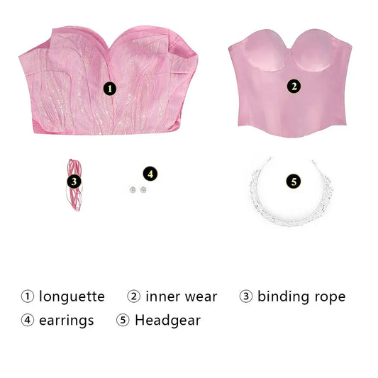 Wicked Glinda Cosplay Costume Disguise Women Pink Dress Halloween Carnival Party Outfits SS69 382.69 Pink / L