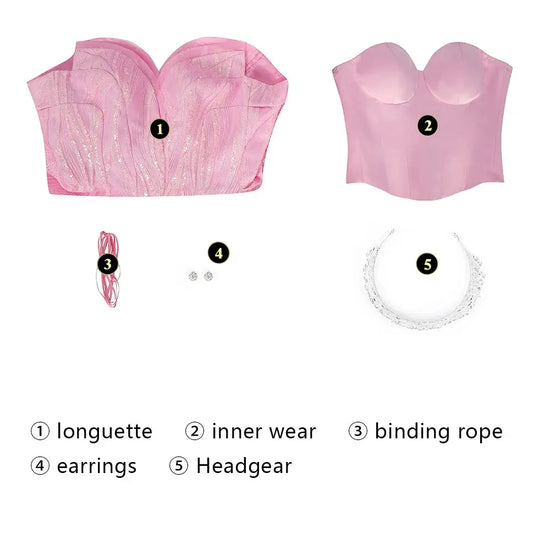 Wicked Glinda Cosplay Costume Disguise Women Pink Dress Halloween Carnival Party Outfits SS69 382.69 Pink / L