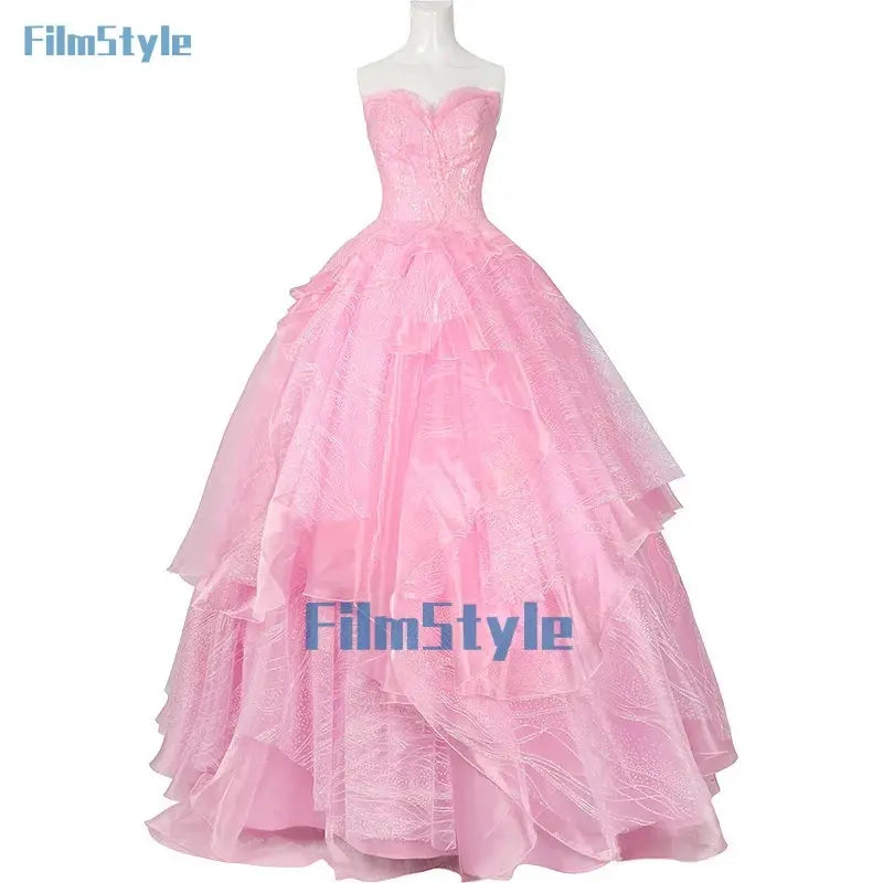 Wicked Glinda Cosplay Costume Disguise Women Pink Dress Halloween Carnival Party Outfits Suit FilmStyle SS69