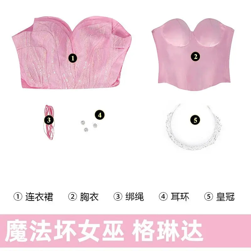 Wicked Glinda Cosplay Costume Disguise Women Pink Dress Halloween Carnival Party Outfits Suit FilmStyle SS69 187.69 Costume / XL