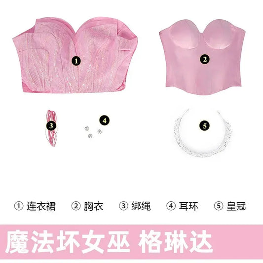 Wicked Glinda Cosplay Costume Disguise Women Pink Dress Halloween Carnival Party Outfits Suit FilmStyle SS69 187.69 Costume / XL