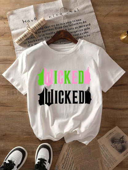 Wicked Movie-Inspired Women's T-Shirt - Casual Crew Neck, Short Sleeve, Breathable Polyester Blend, Machine Washable - Perfect for Spring & Summer SS69