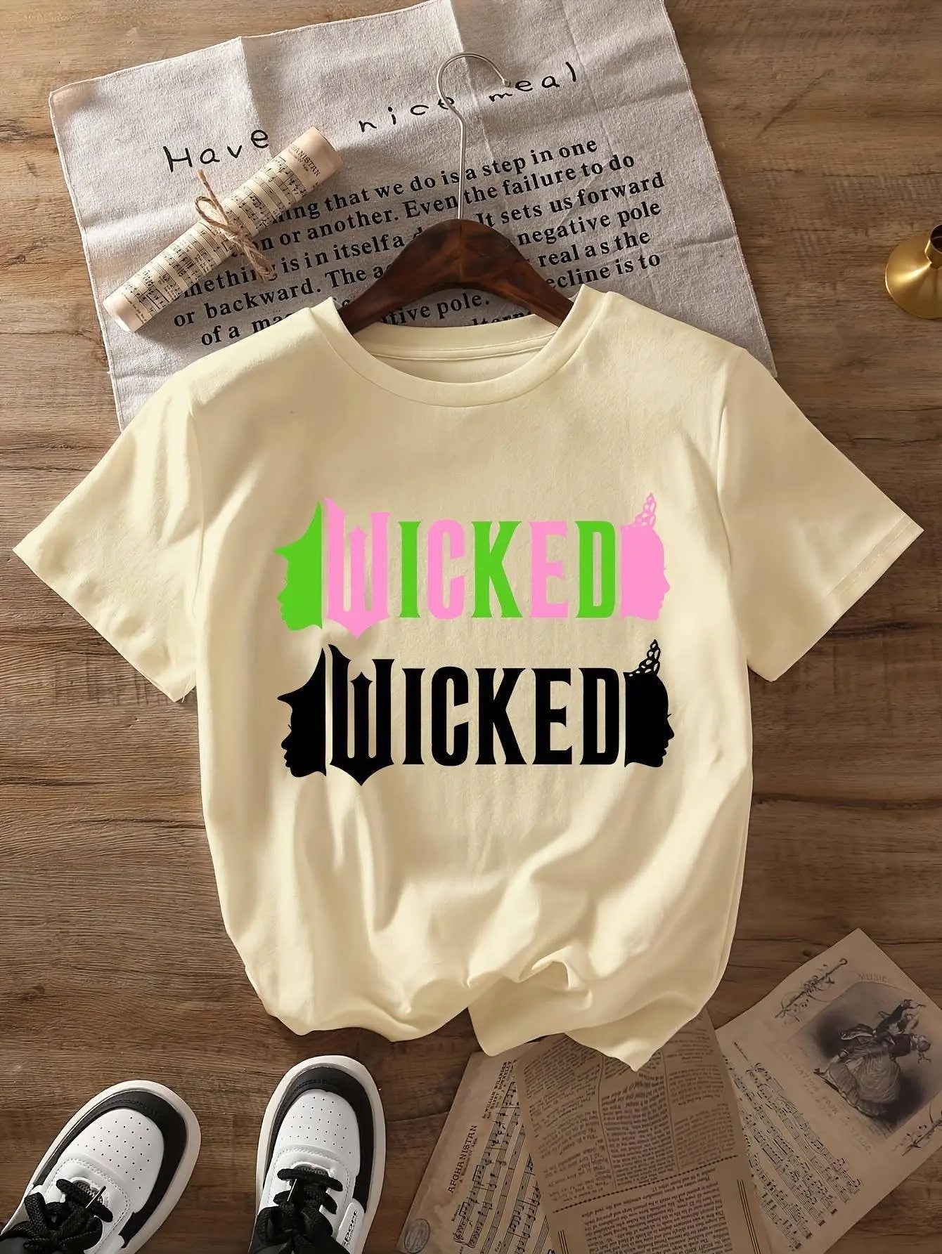 Wicked Movie-Inspired Women's T-Shirt - Casual Crew Neck, Short Sleeve, Breathable Polyester Blend, Machine Washable - Perfect for Spring & Summer SS69