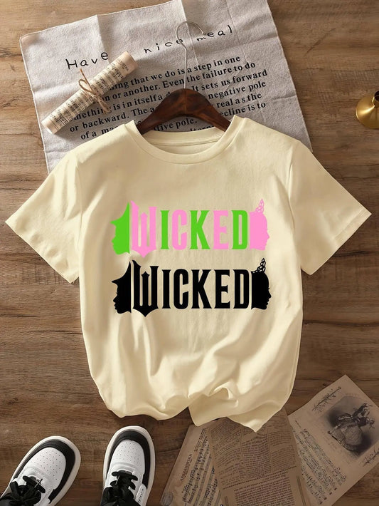 Wicked Movie-Inspired Women's T-Shirt - Casual Crew Neck, Short Sleeve, Breathable Polyester Blend, Machine Washable - Perfect for Spring & Summer SS69