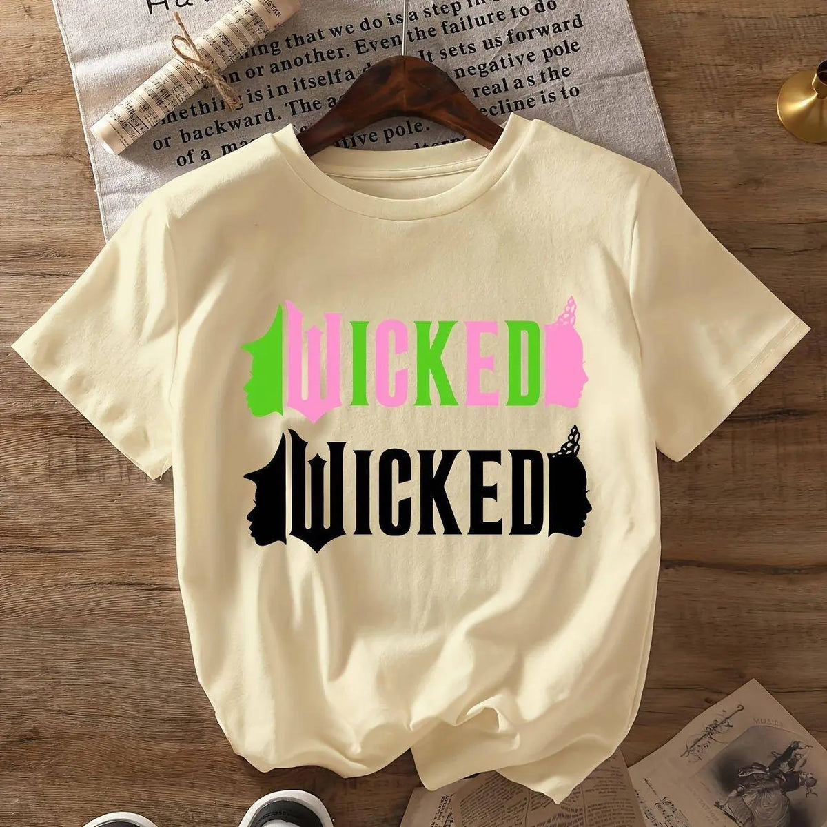 Wicked Movie-Inspired Women's T-Shirt - Casual Crew Neck, Short Sleeve, Breathable Polyester Blend, Machine Washable - Perfect for Spring & Summer SS69
