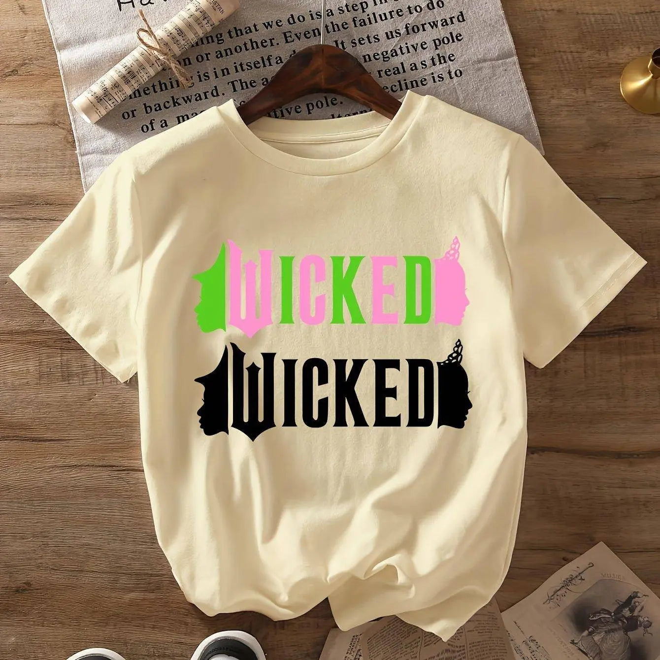Wicked Movie-Inspired Women's T-Shirt - Casual Crew Neck, Short Sleeve, Breathable Polyester Blend, Machine Washable - Perfect for Spring & Summer SS69