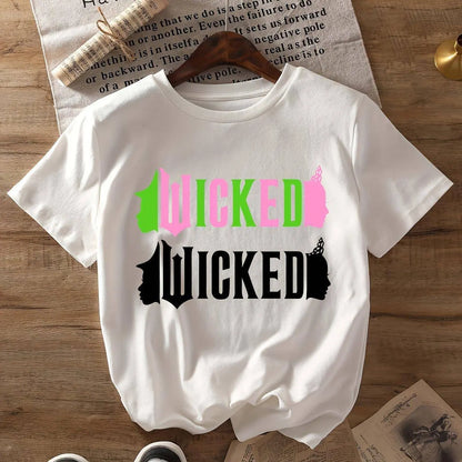 Wicked Movie-Inspired Women's T-Shirt - Casual Crew Neck, Short Sleeve, Breathable Polyester Blend, Machine Washable - Perfect for Spring & Summer SS69