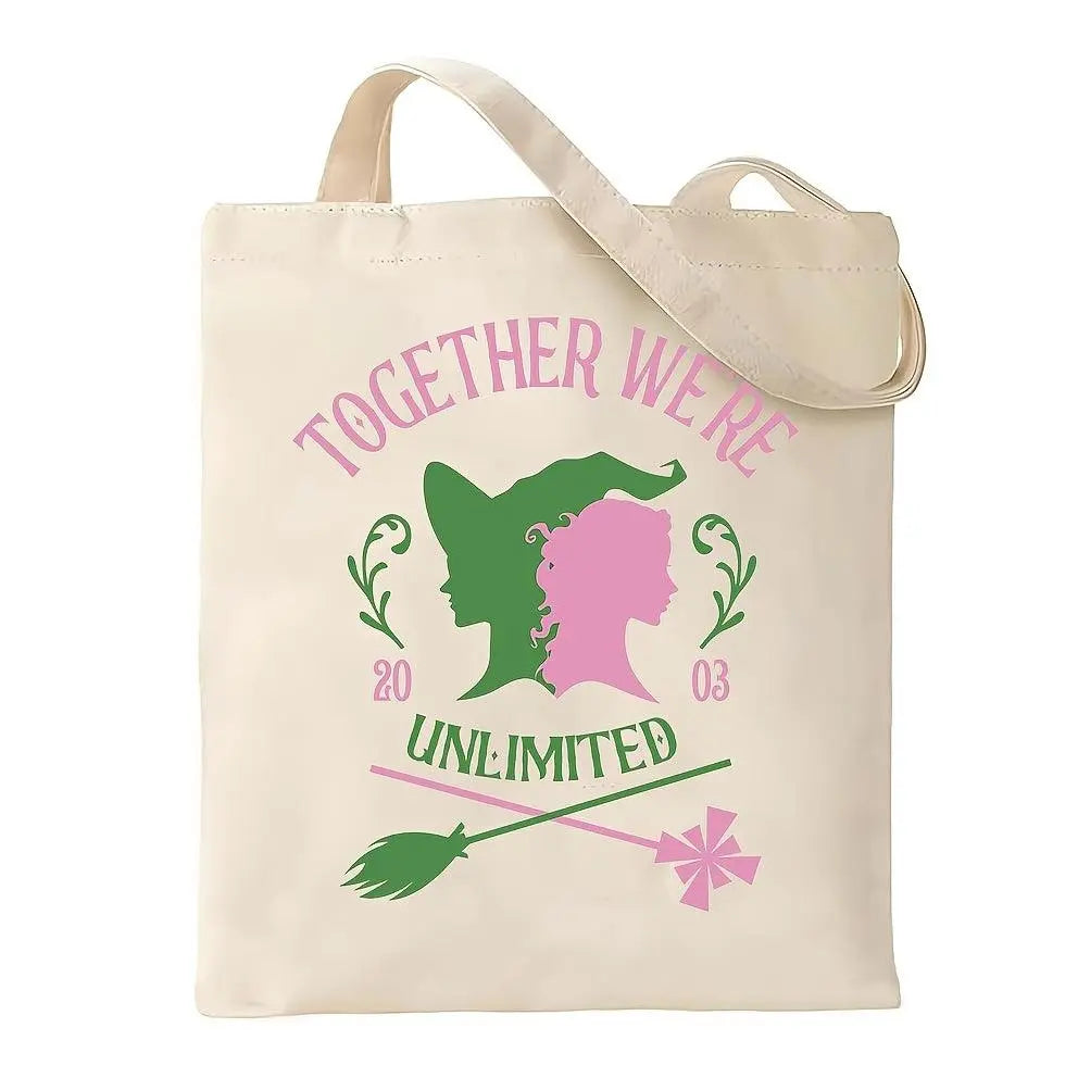 Wicked Witch Canvas Tote Bag - Spacious & Durable Shoulder Bag with Anime Design, Ideal for Shopping & Everyday Use, Great Gift for Women, Bottomless, Sideless, Reusable SS69