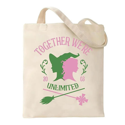 Wicked Witch Canvas Tote Bag - Spacious & Durable Shoulder Bag with Anime Design, Ideal for Shopping & Everyday Use, Great Gift for Women, Bottomless, Sideless, Reusable SS69