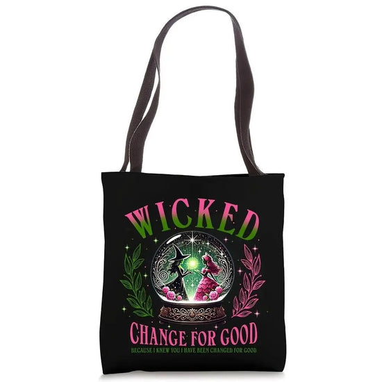 Wicked Witch Canvas Tote Bag - Spacious & Durable Shoulder Bag with Anime Design, Ideal for Shopping & Everyday Use, Great Gift for Women, Bottomless, Sideless, Reusable SS69 10.69 BZ204-Black