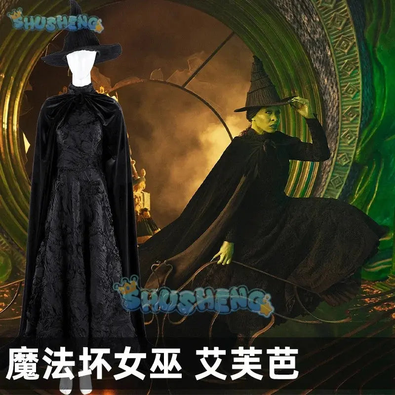 Wicked Witch Elphaba Cosplay Costume Uniform Halloween Carnival Party Christmas Play Role Clothes Clothing for Women Shusheng SS69