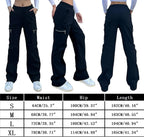 Wide Leg Straight Cargo Pants with Zipper, Stretch Pockets, Long High-Waisted - SS69