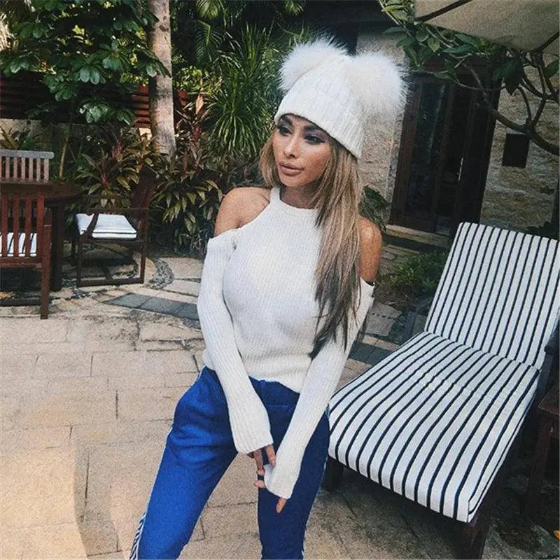 Winter Women Beanie Hats Faux Fur Ball Mother Kids Hats for Girls Boys Warm Knitted Bobbles Woman Cap Teenager Grils Beanies SS69