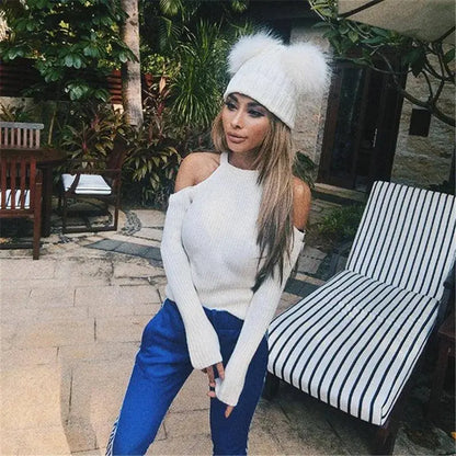 Winter Women Beanie Hats Faux Fur Ball Mother Kids Hats for Girls Boys Warm Knitted Bobbles Woman Cap Teenager Grils Beanies SS69