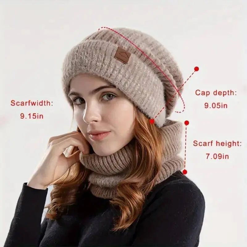 Winter Women's Two-tone Hat with Velvet Bib, Two-piece Knitted Hat, Thickened Warm Earmuff Beanie, Birthday, Valentine's Day, Ch SS69