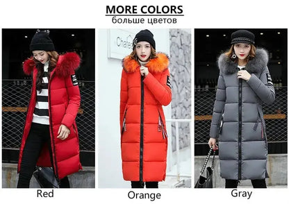 Winter coats women down jackets 2025 long slim solid color coat female Jackets outerwears woman parkas clothes zip fur collar SS69
