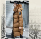 Winter coats women down jackets 2025 long slim solid color coat female Jackets outerwears woman parkas clothes zip fur collar SS69