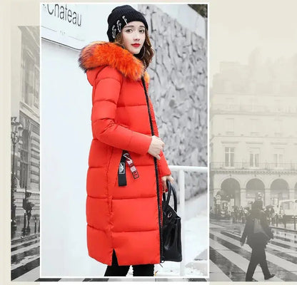 Winter coats women down jackets 2025 long slim solid color coat female Jackets outerwears woman parkas clothes zip fur collar SS69