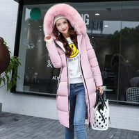 Winter coats women down jackets 2025 long slim solid color coat female Jackets outerwears woman parkas clothes zip fur collar SS69