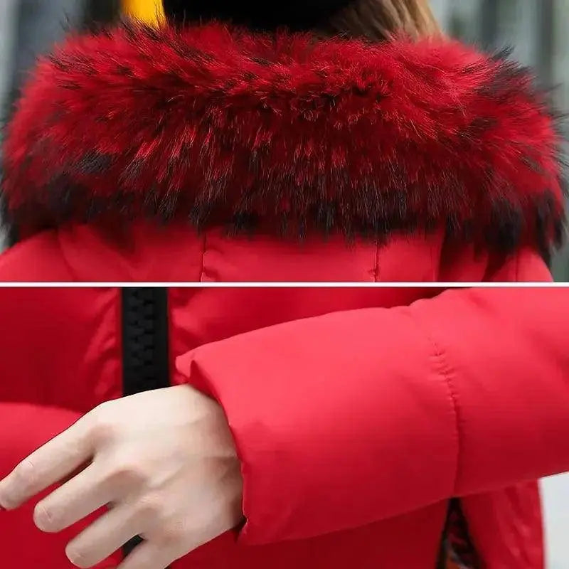 Winter coats women down jackets 2025 long slim solid color coat female Jackets outerwears woman parkas clothes zip fur collar SS69