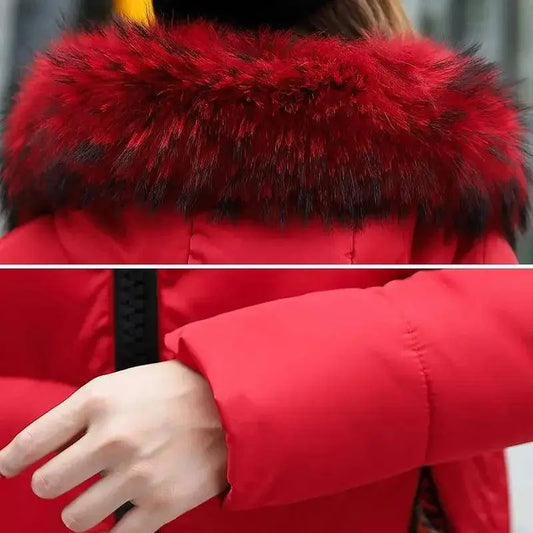 Winter coats women down jackets 2025 long slim solid color coat female Jackets outerwears woman parkas clothes zip fur collar SS69