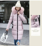Winter coats women down jackets 2025 long slim solid color coat female Jackets outerwears woman parkas clothes zip fur collar SS69
