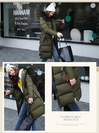Winter coats women down jackets 2025 long slim solid color coat female Jackets outerwears woman parkas clothes zip fur collar SS69