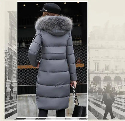 Winter coats women down jackets 2025 long slim solid color coat female Jackets outerwears woman parkas clothes zip fur collar SS69