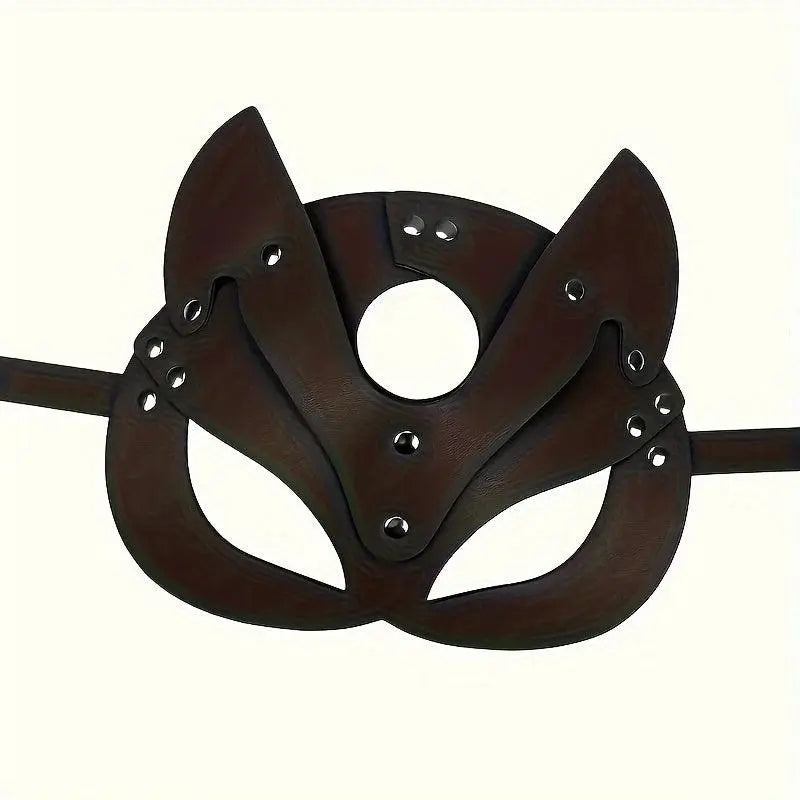 Woman Faux Leather Cat Mask Costume Bunny Fox Mask Animal Half Face Mask Cosplay Halloween Party Decoration Props - SS69