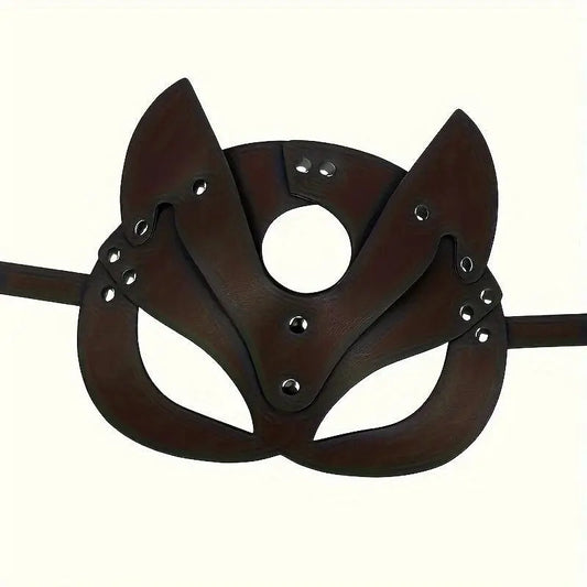 Woman Faux Leather Cat Mask Costume Bunny Fox Mask Animal Half Face Mask Cosplay Halloween Party Decoration Props - SS69