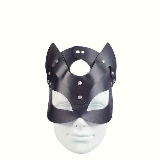 Woman Faux Leather Cat Mask Costume Bunny Fox Mask Animal Half Face Mask Cosplay Halloween Party Decoration Props - SS69