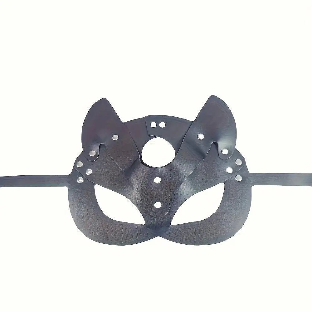 Woman Faux Leather Cat Mask Costume Bunny Fox Mask Animal Half Face Mask Cosplay Halloween Party Decoration Props - SS69