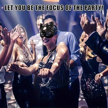 Woman Faux Leather Cat Mask Costume Bunny Fox Mask Animal Half Face Mask Cosplay Halloween Party Decoration Props - SS69