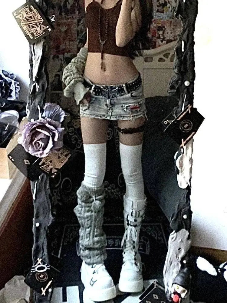 Woman Harajuku  Japanese Denim Mini Zipper Skirt Pockets Jean Skirt Fashion Y2k Streetwear Cyber Punk Grunge E-girl  Goth Gyaru - SS69