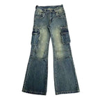 Women Blue Baggy Cargo Jeans Harajuku Y2k 90s Aesthetic High Waist Denim Trouser 2000s Oversize Jean Pants Vintage Clothes SS69