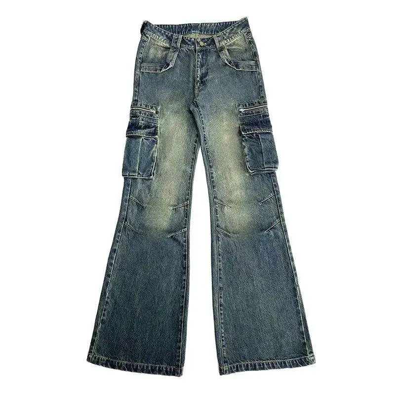 Women Blue Baggy Cargo Jeans Harajuku Y2k 90s Aesthetic High Waist Denim Trouser 2000s Oversize Jean Pants Vintage Clothes SS69