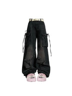 Women Blue Cargo Jeans Baggy Vintage 90s Aesthetic High Waist Cowboy Pants Harajuku Denim Trousers Y2k Trashy 2000s Clothes 2025 SS69