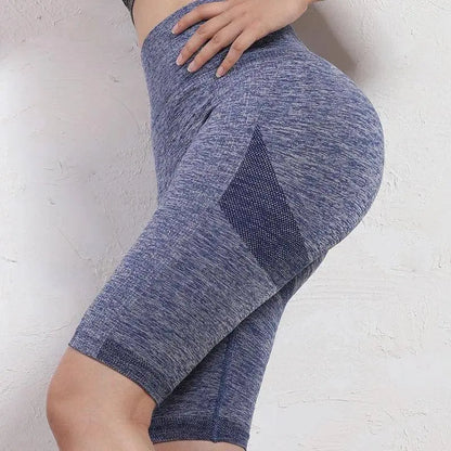 Women Butt Lifting Yoga Shorts Elastic Workout High Waist Tummy Control Ruched Booty Pants Seamless Gym Compression Tights - SS69